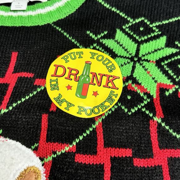 Celebrate Together Ugly Christmas Sweater Men's Size Large Red Green Cat - Picture 4 of 9